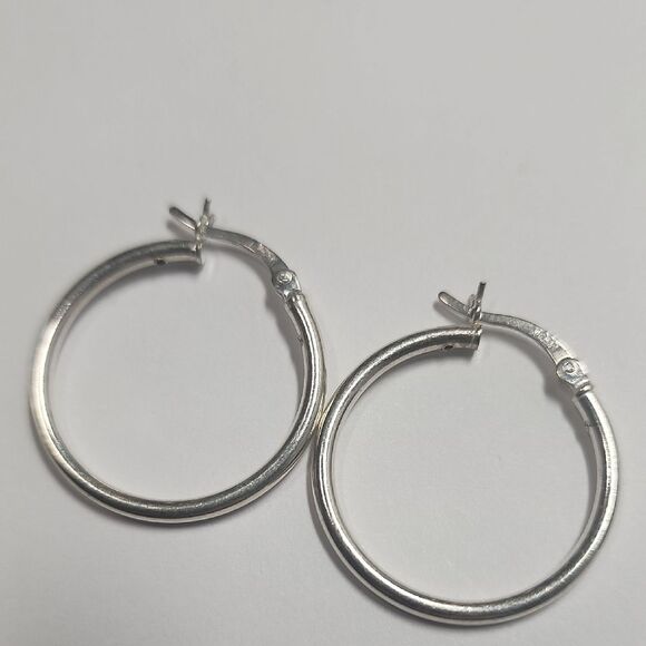 Sterling Silver Hoop Earrings 925 - Picture 3 of 3